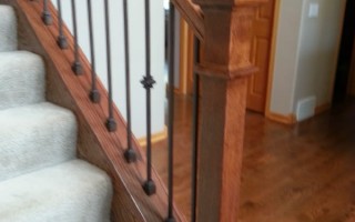 Oak Railing With Iron Spindles