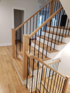 White Oak Steps With Iron Balusters